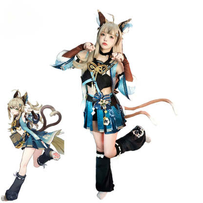Genshin Impact Kirara Cat Style Uniform Cosplay Costume for Women - Halloween & Cosplay-Astricos