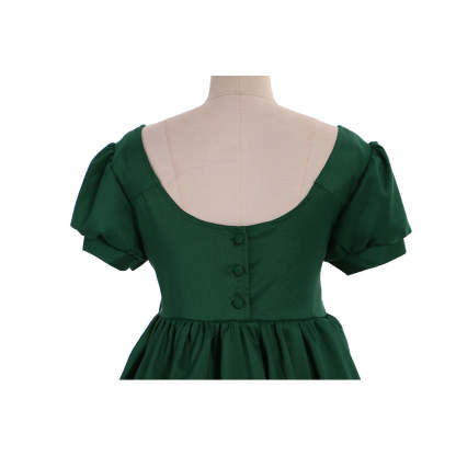 Elegant Green Regency Dress - Custom Made Medieval Lady Ball Gown High Waist Tea Dress-Astricos