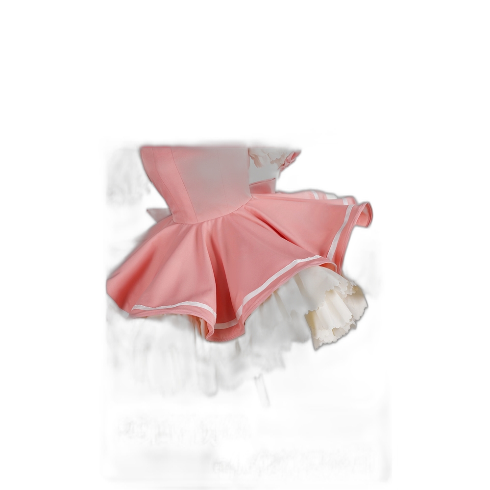 Sakura Red White Battle Costume Cosplay Outfit - Anime Character Dress for Women-Astricos