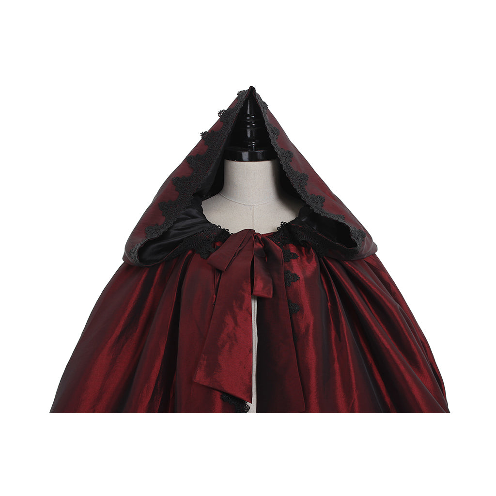 Victorian Red Velvet Cloak - Premium Halloween Cosplay Costume | Astricos-Astricos