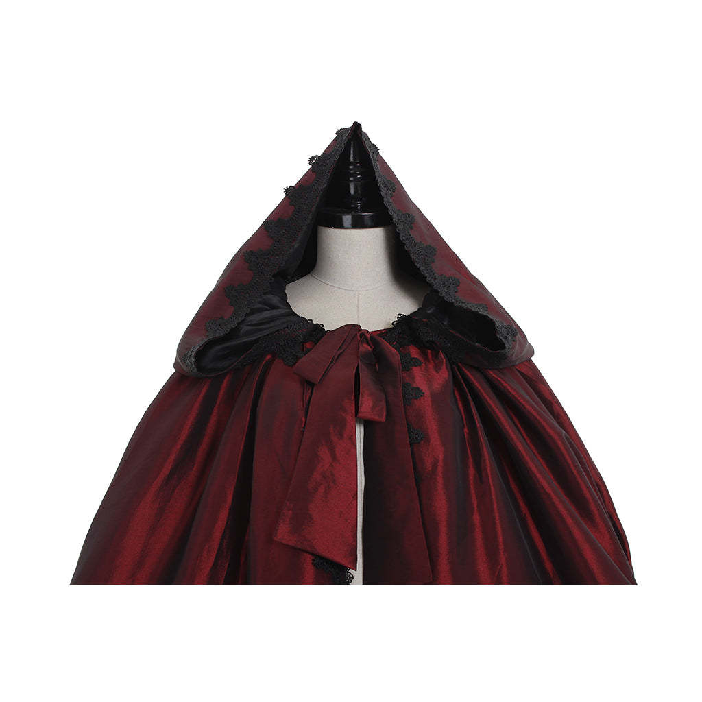 Victorian Red Velvet Cloak - Premium Halloween Cosplay Costume | Astricos-Astricos