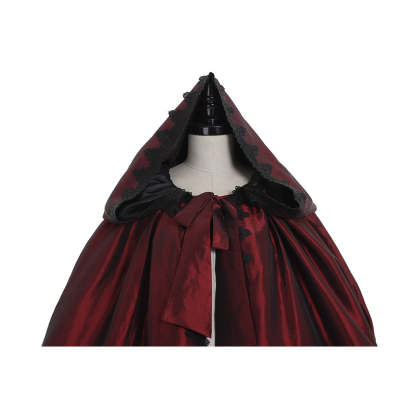 Victorian Red Velvet Cloak - Premium Halloween Cosplay Costume | Astricos-Astricos