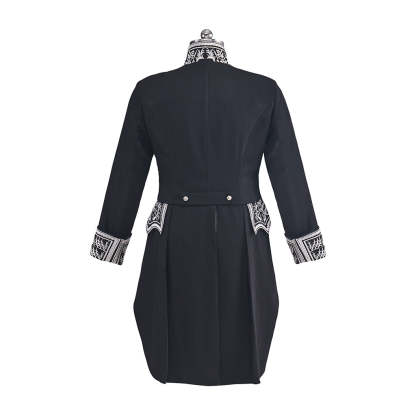 Men's Court Prince Medieval Cosplay Costume - Black & Silver Trim Tuxedo Set