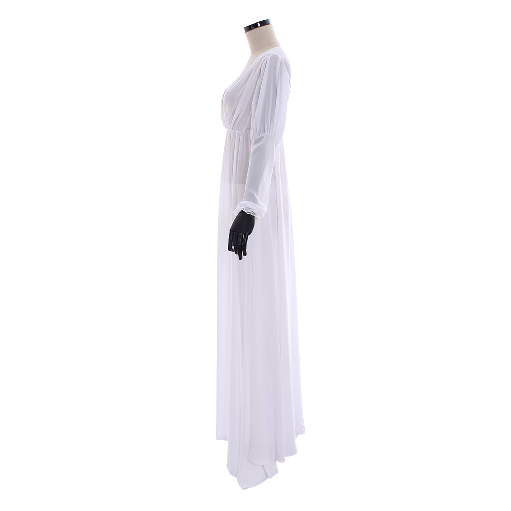 Elegant Women's Evening Gown - V-Neck Long Sleeved A-Line Floor Length Dress for Cosplay-Astricos