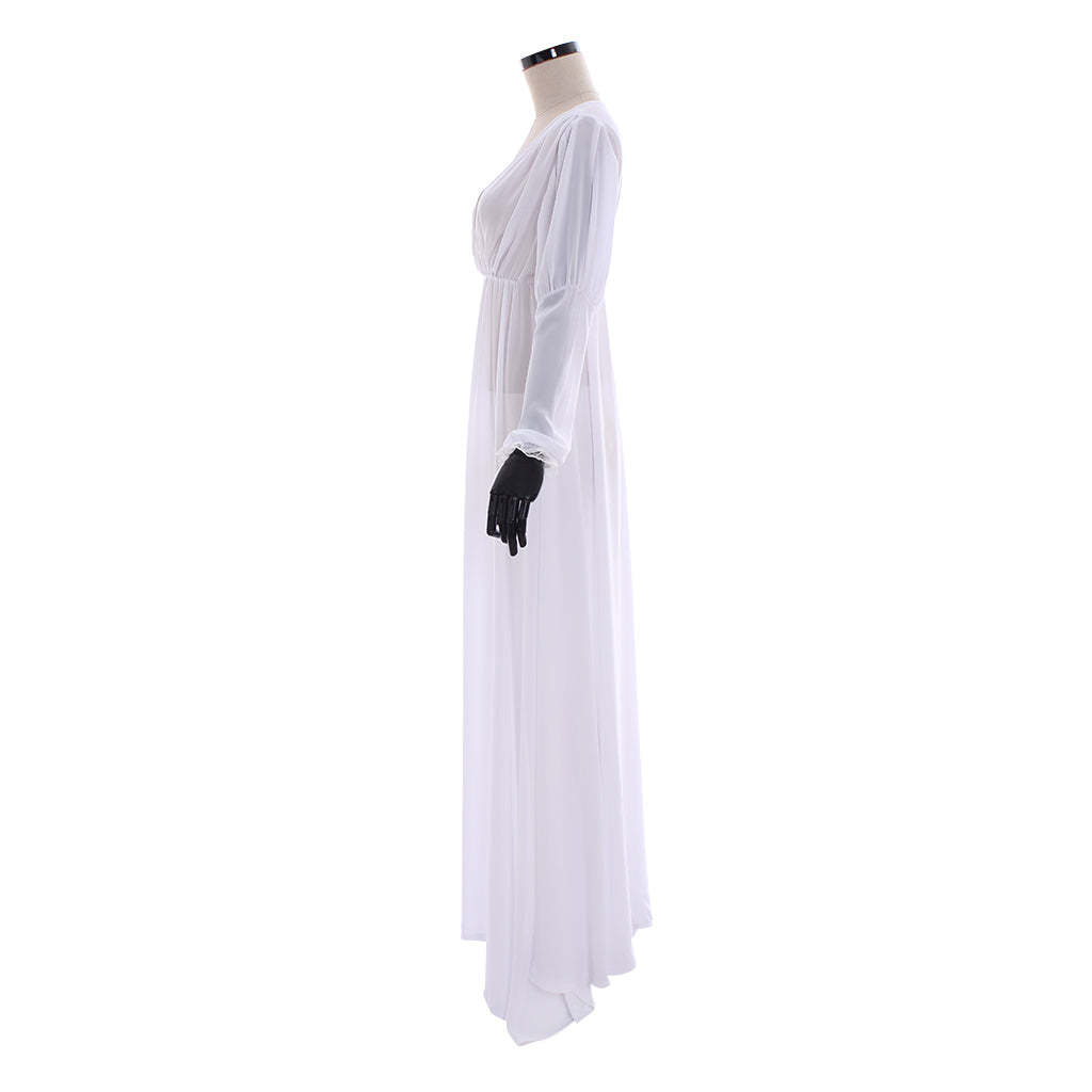 Elegant Women's Evening Gown - V-Neck Long Sleeved A-Line Floor Length Dress for Cosplay-Astricos