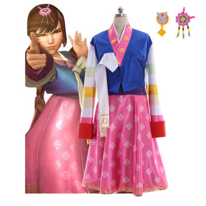 D.Va Hanbok Style Cosplay Costume - Cute Overwatch Game Outfit for Girls-Astricos