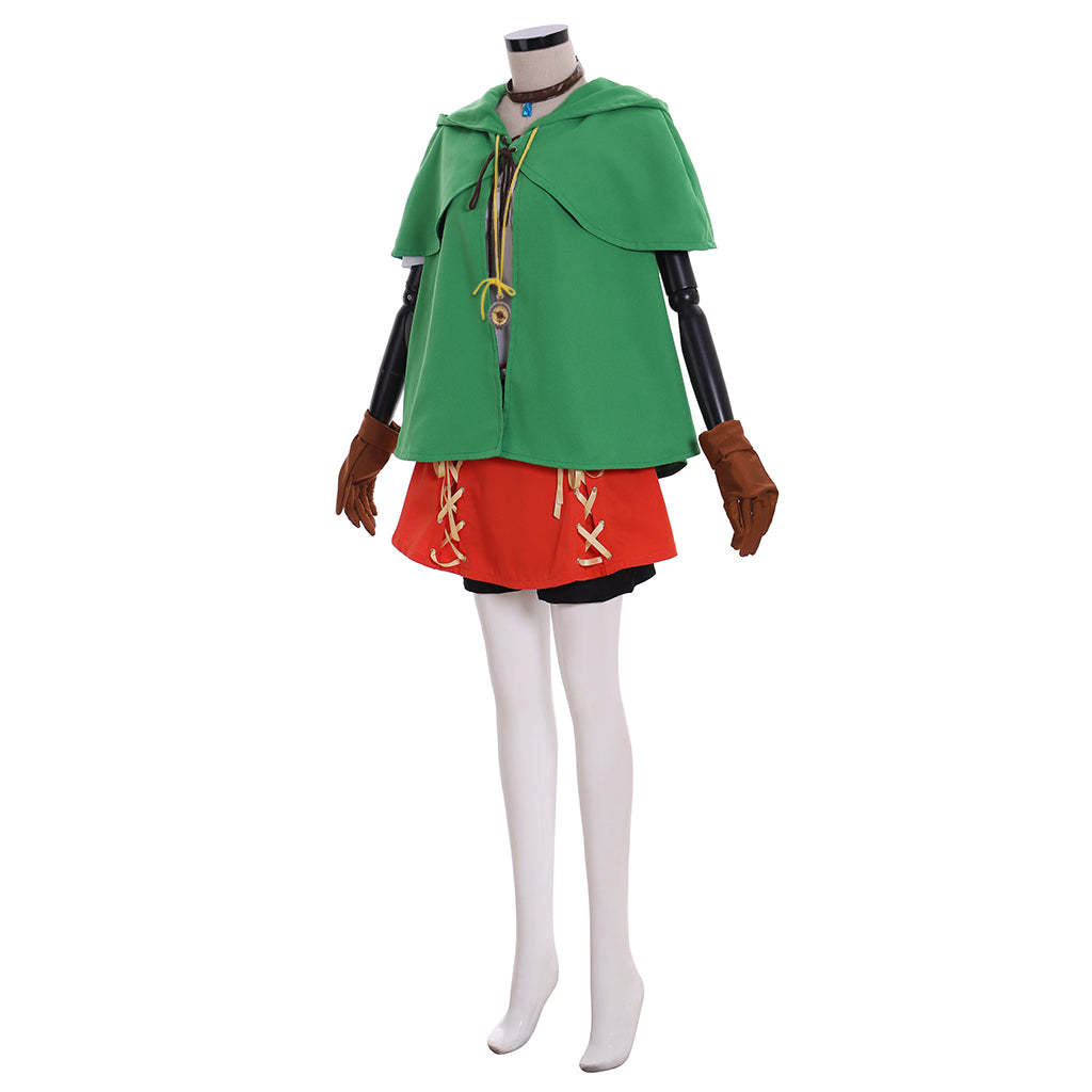Linkle Cosplay Elf Costume Full Set - Green Cloak, Shirt, Pants, Skirt | Astricos-Astricos