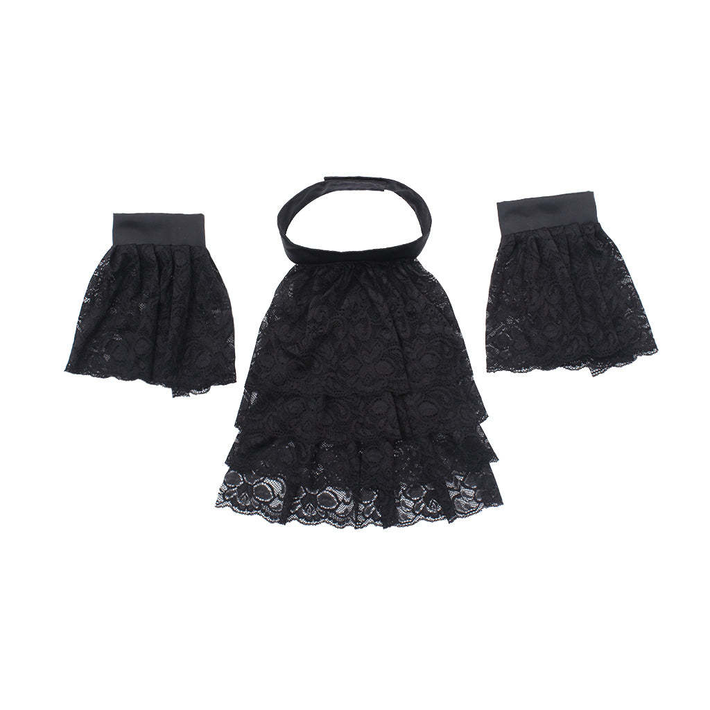 Victorian Black Lace Detachable Collar & Cuffs - Gothic Cosplay & Historical Costume Accessories-Astricos
