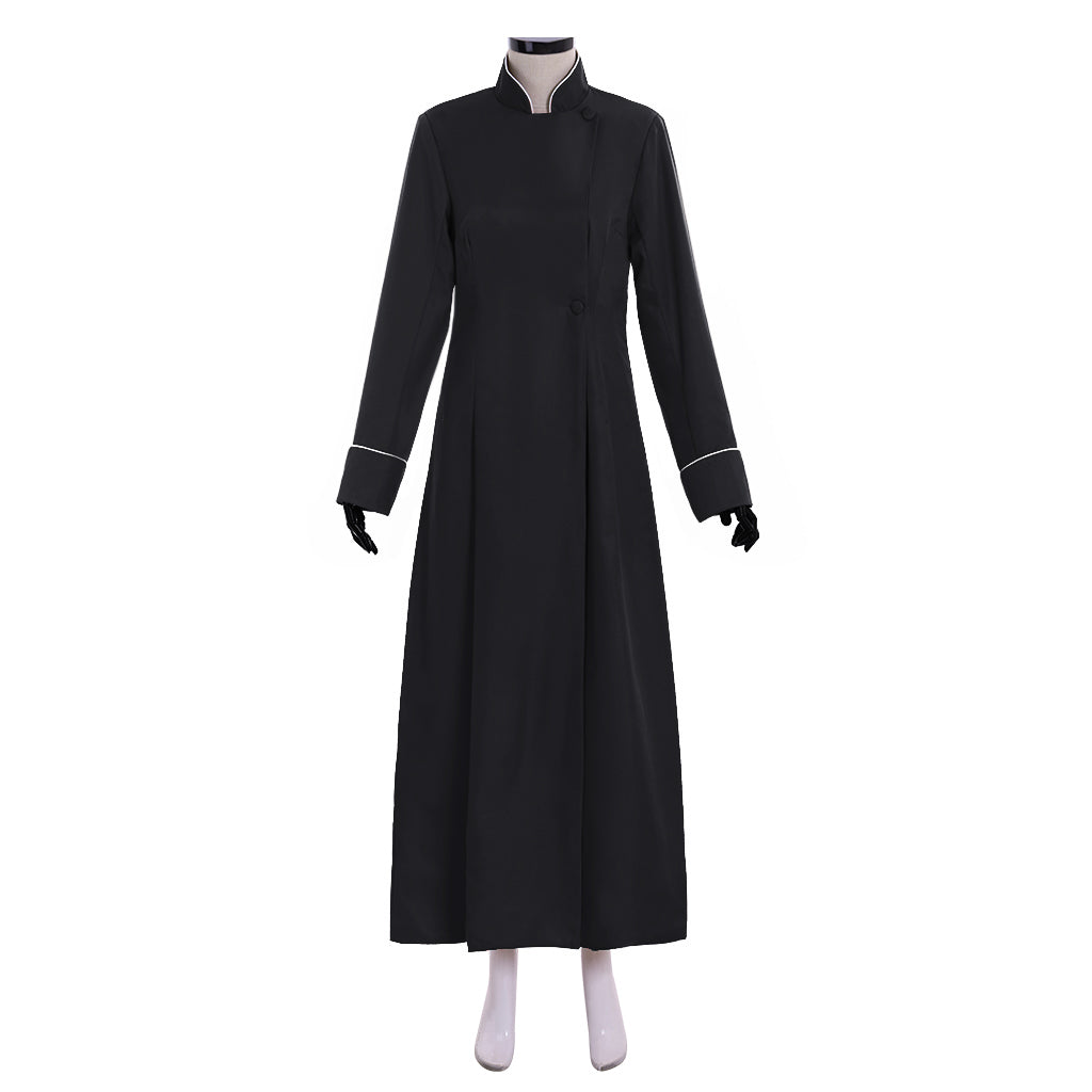 Medieval Men's Vintage Christian Priest Cosplay Costume - Authentic Black Robe for Halloween-Astricos