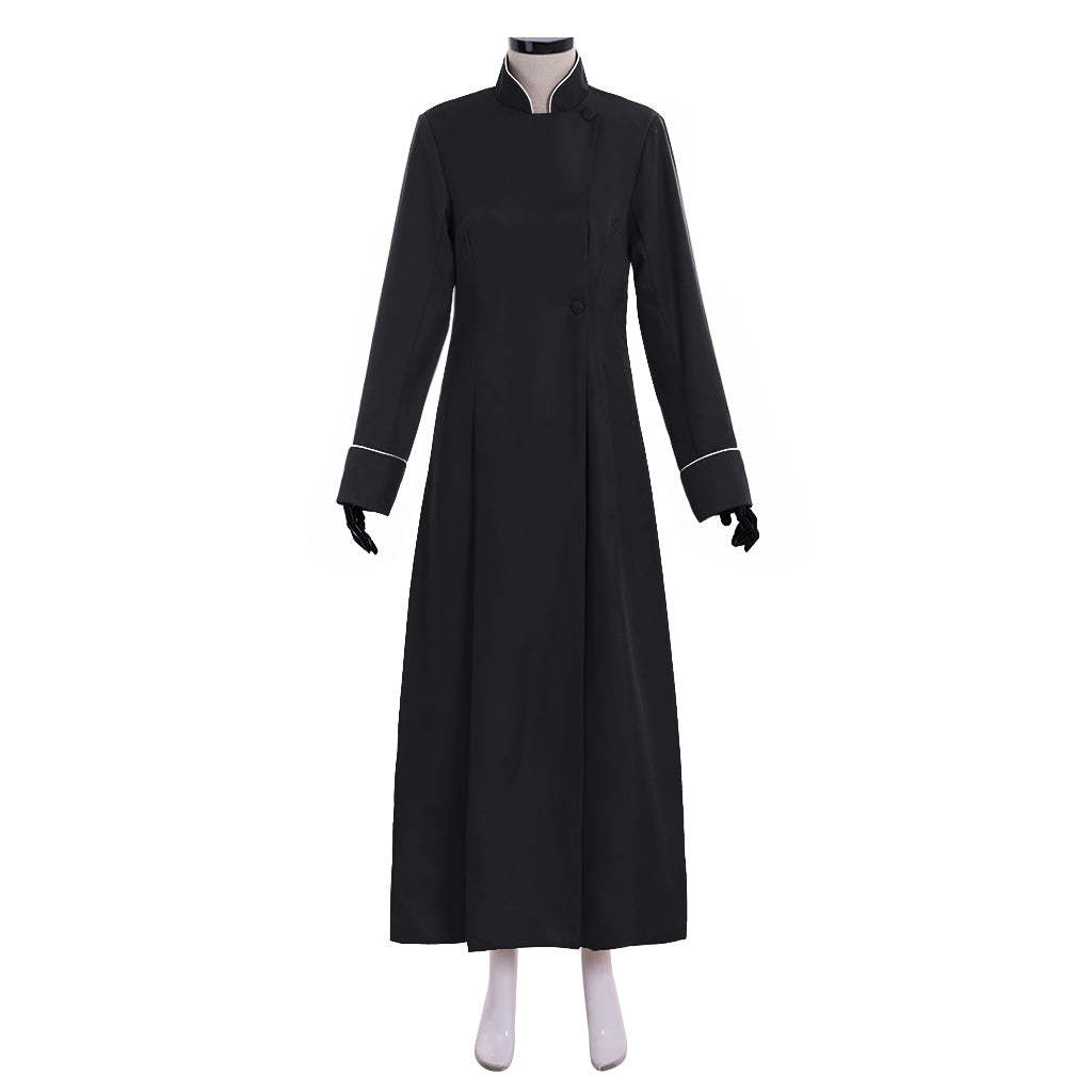 Medieval Men's Vintage Christian Priest Cosplay Costume - Authentic Black Robe for Halloween-Astricos