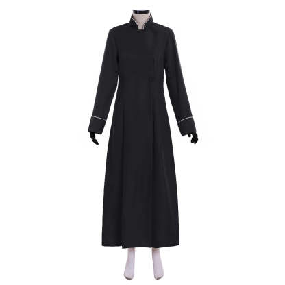Medieval Men's Vintage Christian Priest Cosplay Costume - Authentic Black Robe for Halloween-Astricos