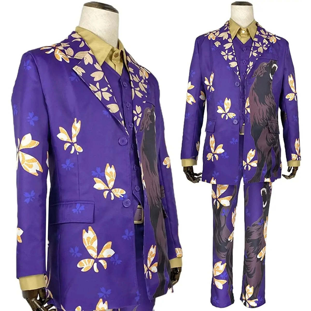 Keisuke Baji Tokyo Anime Cosplay Costume - Purple Wolf Uniform 4Pcs Set for Halloween-Astricos