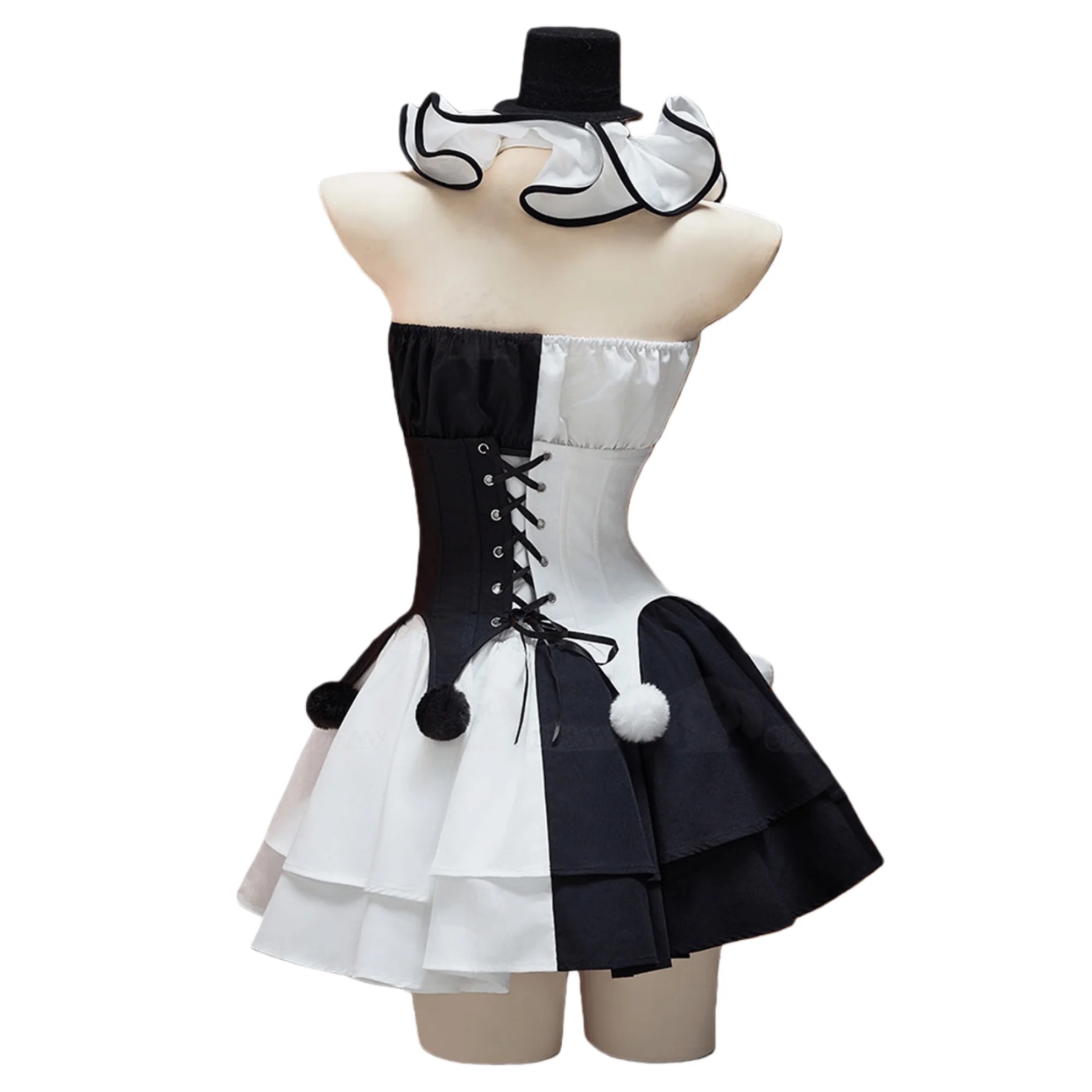Terrifier Clown Cosplay Costume Custom Black White Dress for Halloween Party