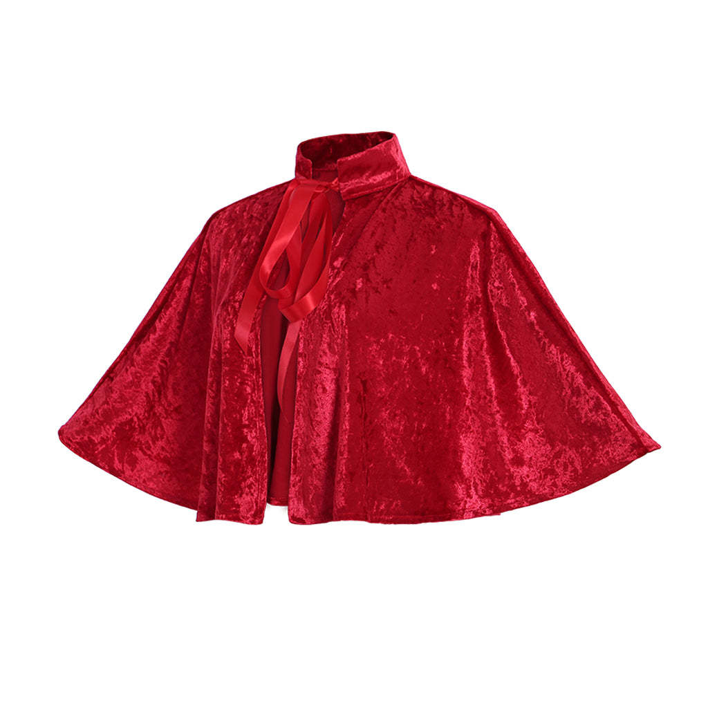 Elegant Red Victorian Steampunk Cloak - Gothic Medieval Lolita Capelet for Women-Astricos
