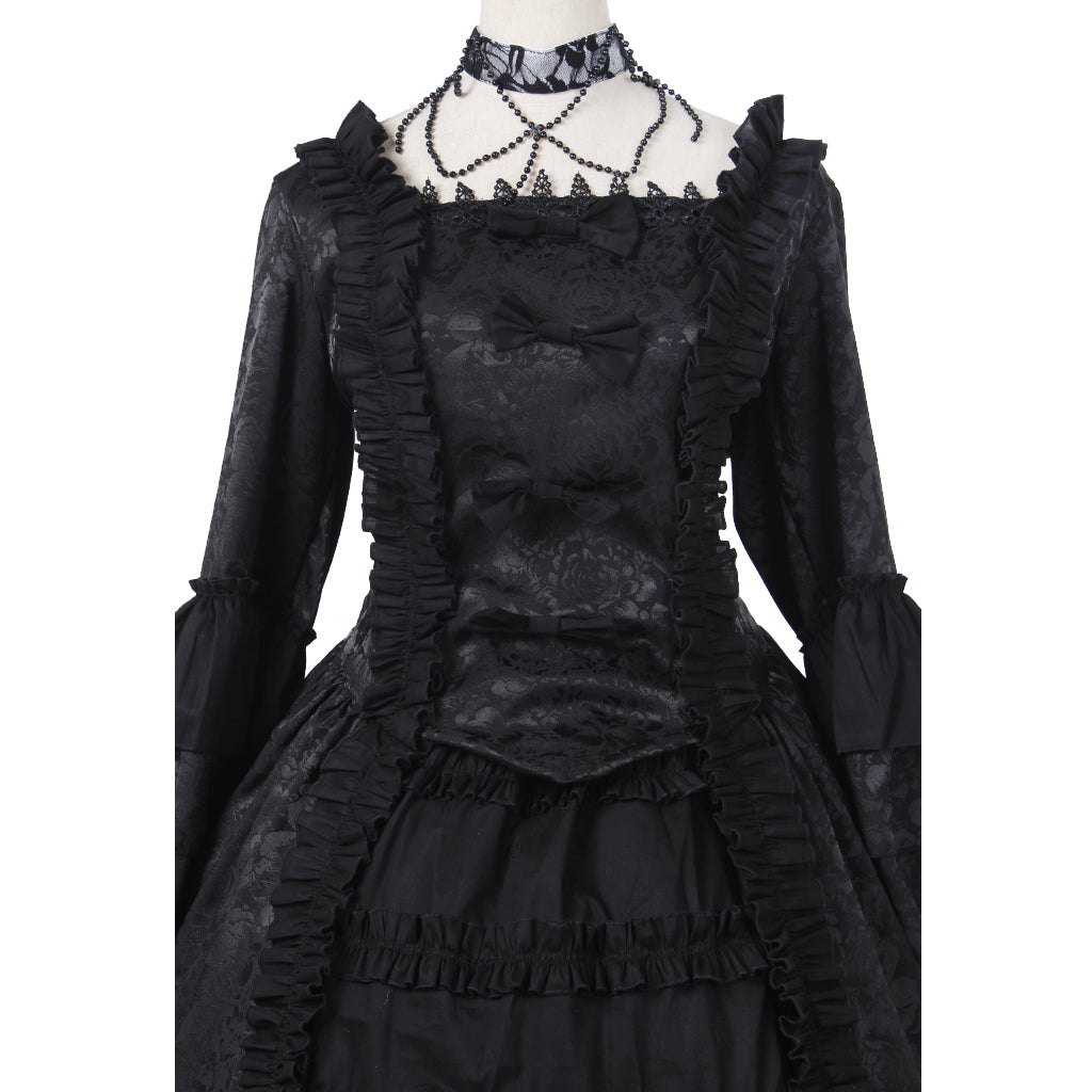 Gothic Victorian Strawberry Lolita Dress - Elegant Black Cosplay Costume for Anime Fans-Astricos