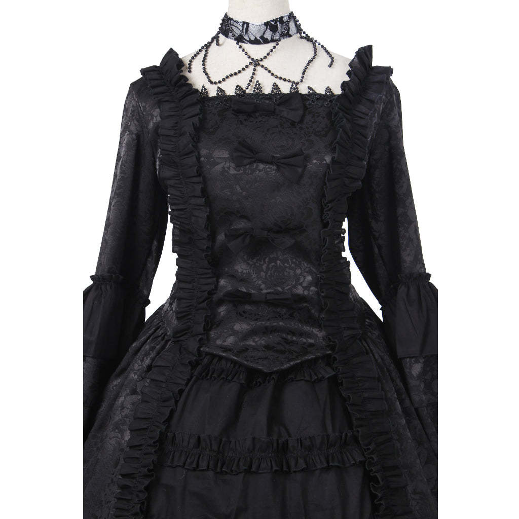 Gothic Victorian Strawberry Lolita Dress - Elegant Black Cosplay Costume for Anime Fans-Astricos