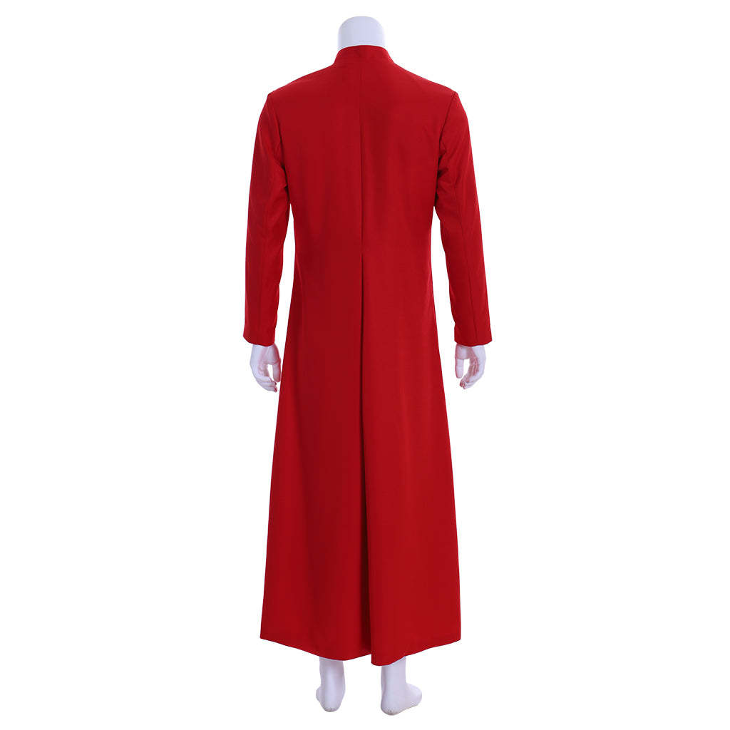 Red Men's Clergy Robes Cassock - Traditional Church Priest Costume with Standing Collar-Astricos