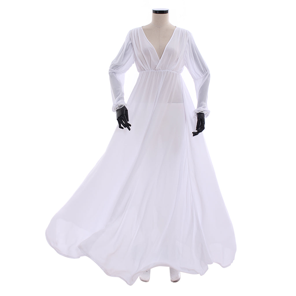 Elegant Women's Evening Gown - V-Neck Long Sleeved A-Line Floor Length Dress for Cosplay-Astricos