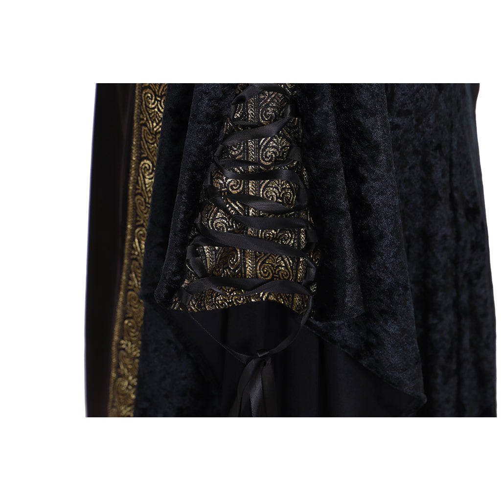 Custom Made Medieval Renaissance Black Velvet Dress Ball Gown for Cosplay-Astricos