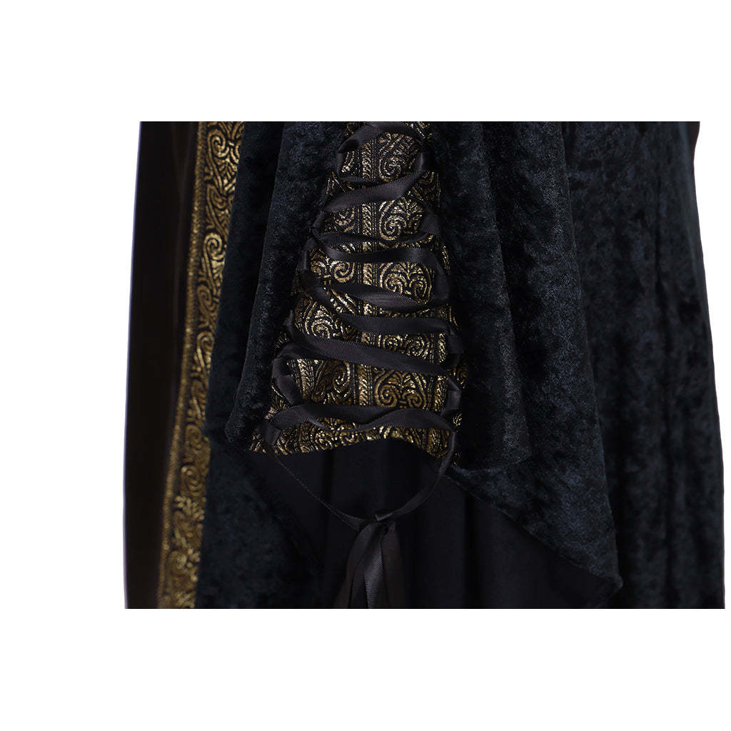 Custom Made Medieval Renaissance Black Velvet Dress Ball Gown for Cosplay-Astricos