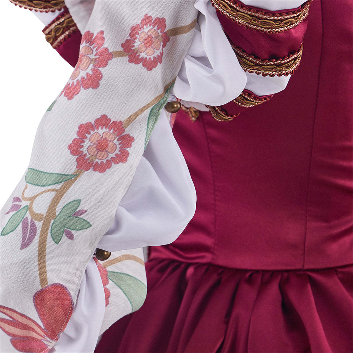 Tudor Dynasty Red Waistcoat Floral Dress - Premium Cosplay Costume-Astricos