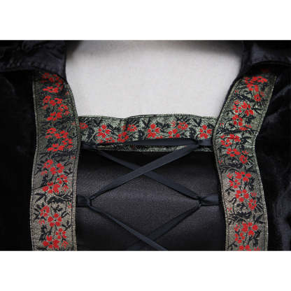 Victorian Rococo Medieval Gown - Gothic Punk Black Velvet Cosplay Costume-Astricos