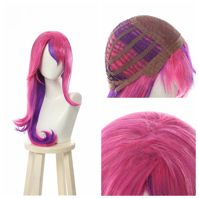 LOL Star Guardian Xayah Cosplay Wig - 65cm Long Pink Purple Rebel Wigs with Ears & Heat Resistant-Astricos