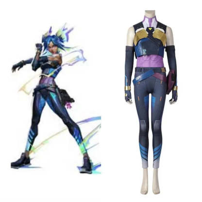 Valorant Neon Cosplay Costume – Blue Combat Uniform for Women | Full Set for Halloween & Party | Astricos-Astricos