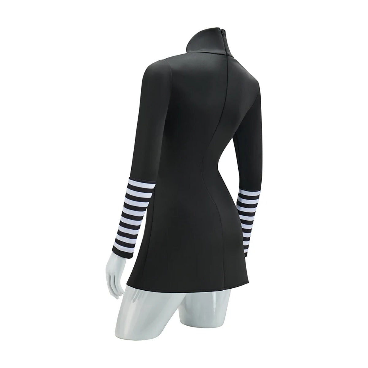 Marionette Cosplay Costume - Black Dress with Striped Stockings for Adult Women | Halloween & Carnival-Astricos