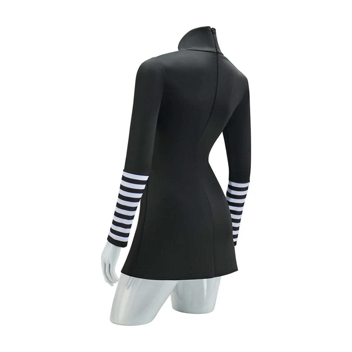 Marionette Cosplay Costume - Black Dress with Striped Stockings for Adult Women | Halloween & Carnival-Astricos
