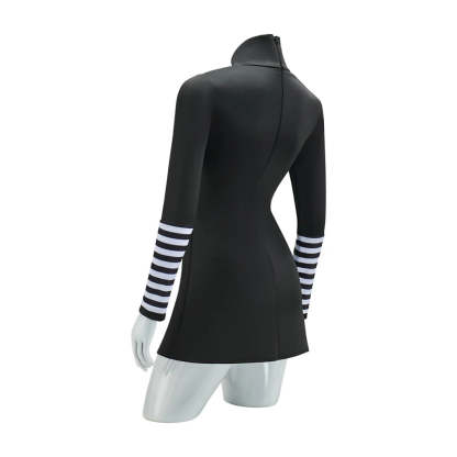 Marionette Cosplay Costume - Black Dress with Striped Stockings for Adult Women | Halloween & Carnival-Astricos