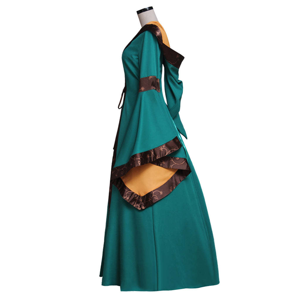 Elegant Medieval Renaissance Victorian Green Dress Gown for Adult Fantasy Party Cosplay-Astricos