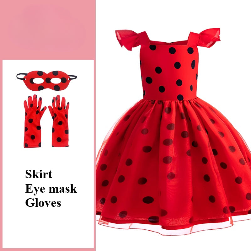 French Ladybug Cosplay Dress for Kids - Adorable Role Play Costume