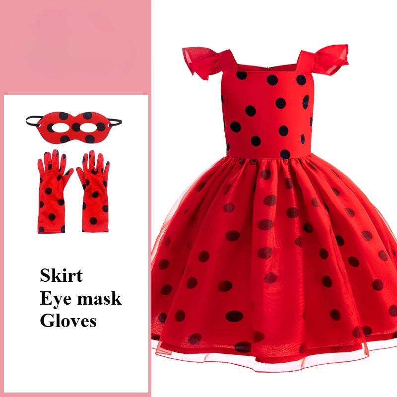 French Ladybug Cosplay Dress for Kids - Adorable Role Play Costume
