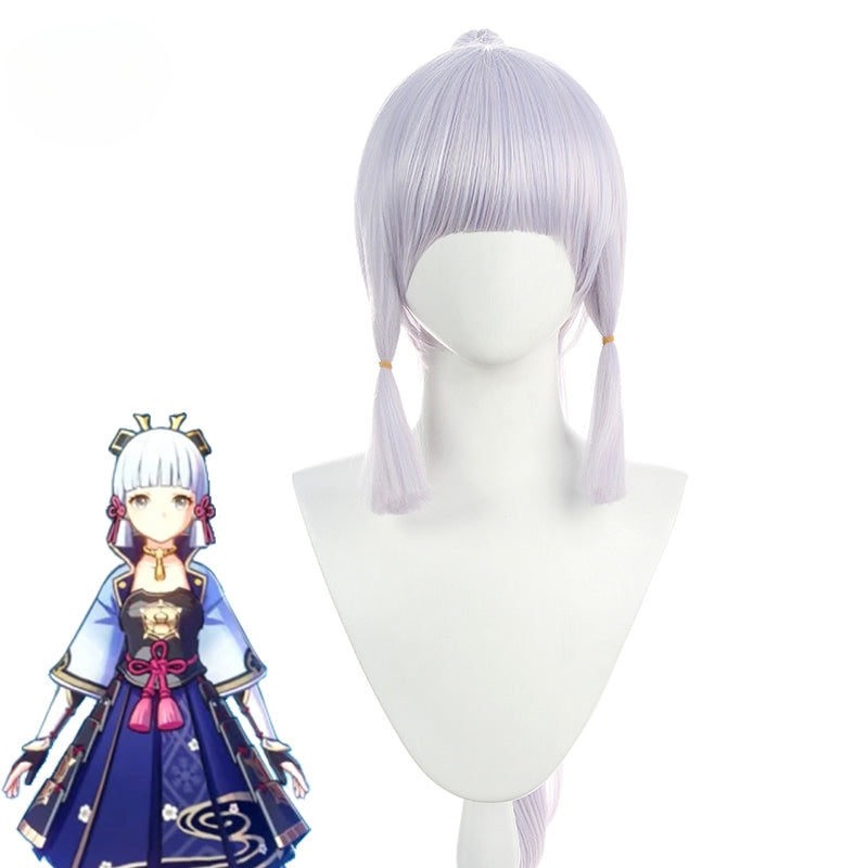Genshin Impact Kamisato Ayaka Cosplay Wig - 70cm Long Heat Resistant Synthetic Hair with Ponytails-Astricos
