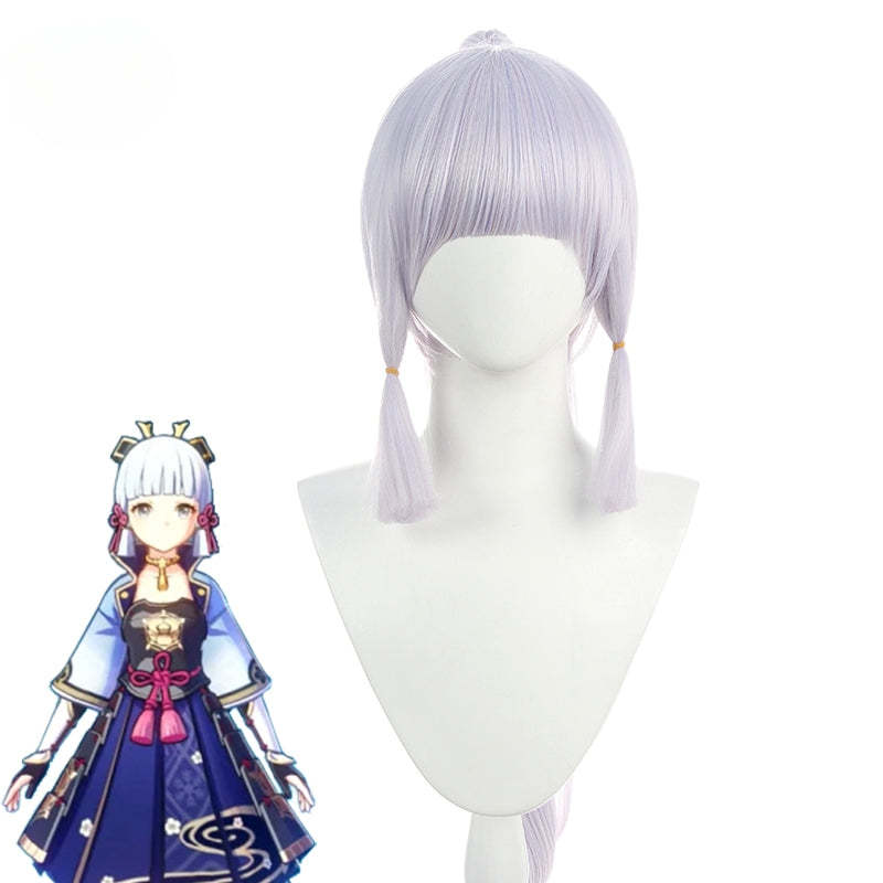 Genshin Impact Kamisato Ayaka Cosplay Wig - 70cm Long Heat Resistant Synthetic Hair with Ponytails-Astricos