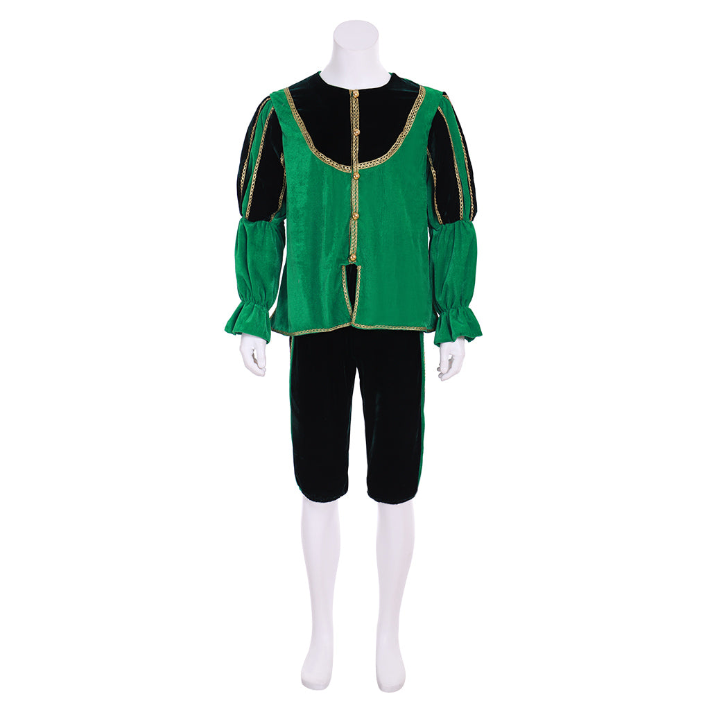 Men's Medieval Tudor Renaissance Costume - Elegant Elizabethan Court Uniform Green Suit-Astricos