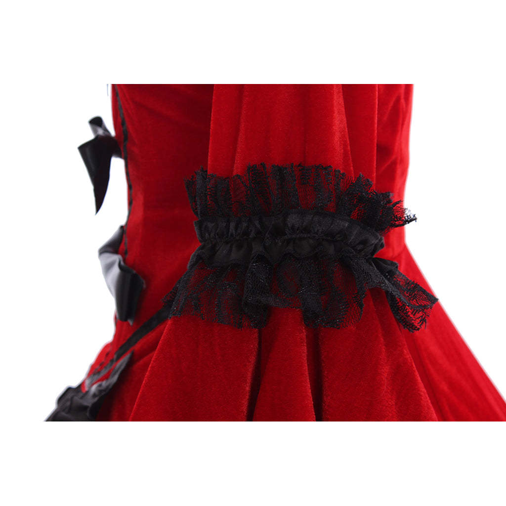 Retro Floral Print Gothic Women's Dress - Elegant Fall Winter Party Gown with Flare Sleeves-Astricos