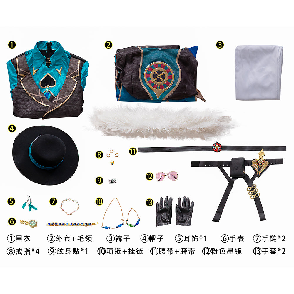 Honkai Star Rail Aventurine Cosplay Costume Wig & Earrings Set | Authentic Game Cosplay Accessories-Astricos