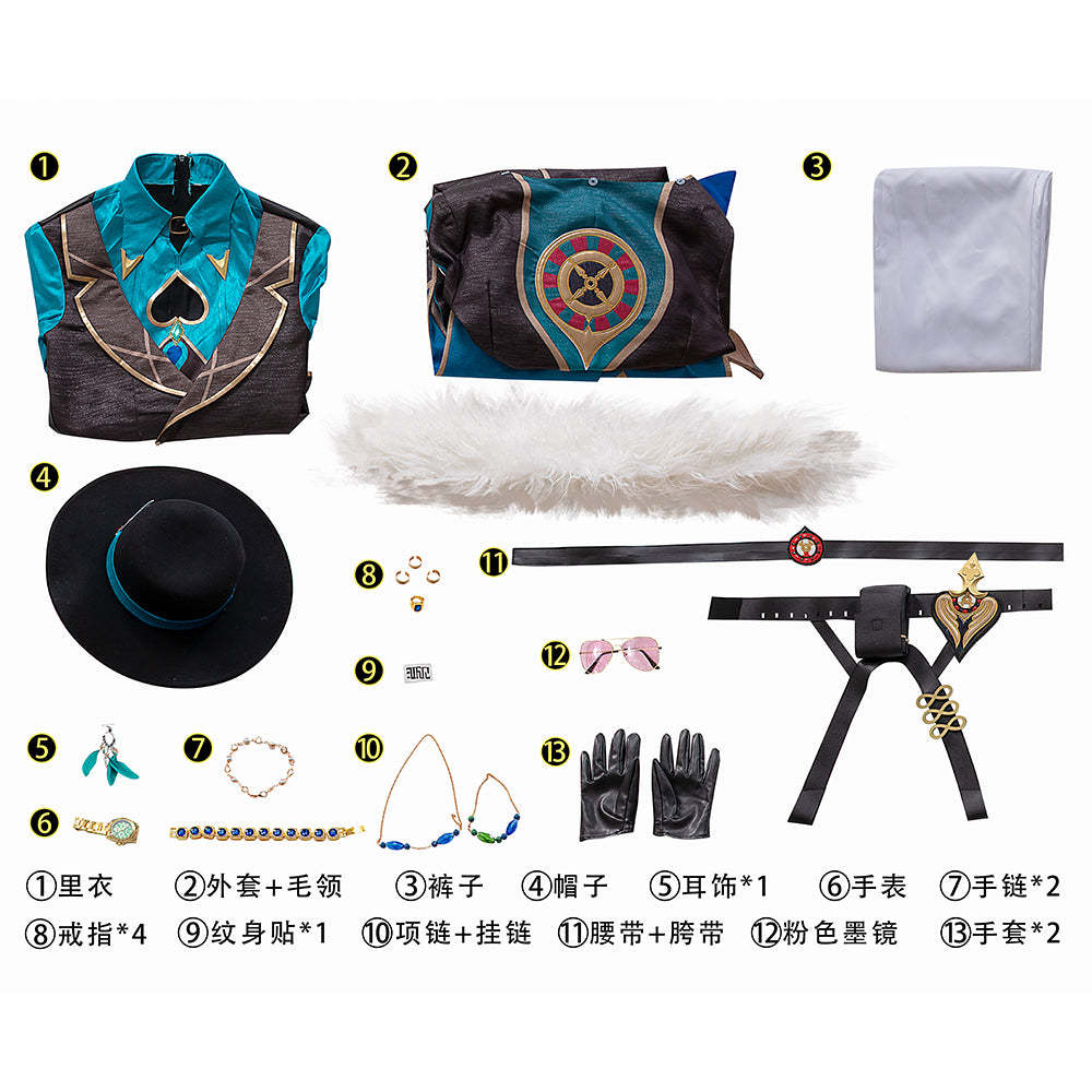 Honkai Star Rail Aventurine Cosplay Costume Wig & Earrings Set | Authentic Game Cosplay Accessories-Astricos