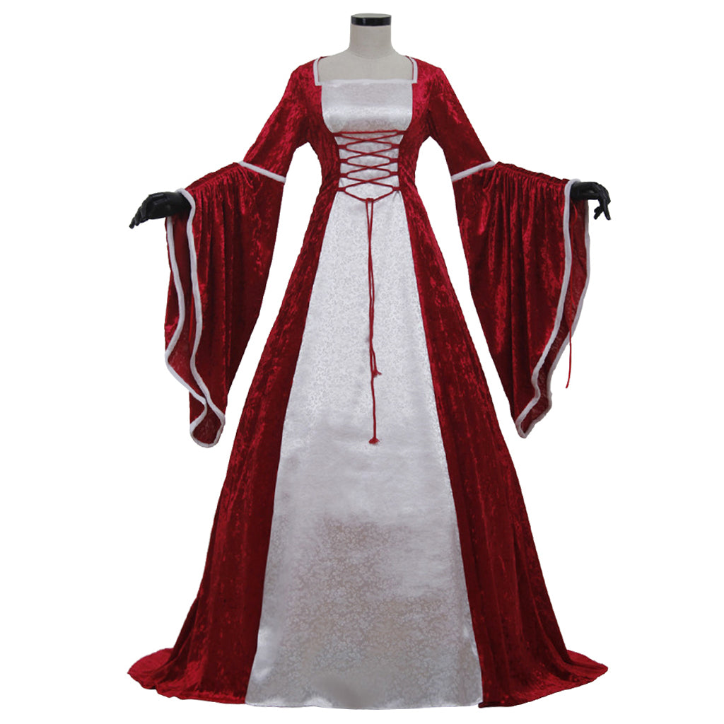 Renaissance Queen Cosplay Irish Deluxe Velvet Dress - Victorian Medieval Long Gown-Astricos