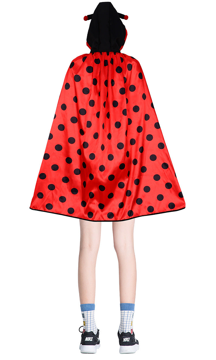 Adult 7-Spot Ladybug Cape - Anime Cosplay Costume & Insect-Themed Roleplay Cloak-Astricos