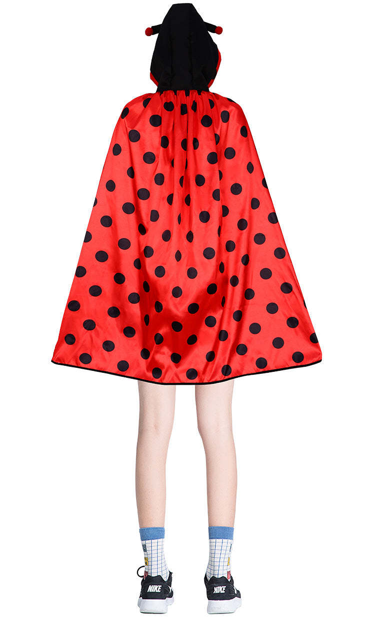 Adult 7-Spot Ladybug Cape - Anime Cosplay Costume & Insect-Themed Roleplay Cloak-Astricos