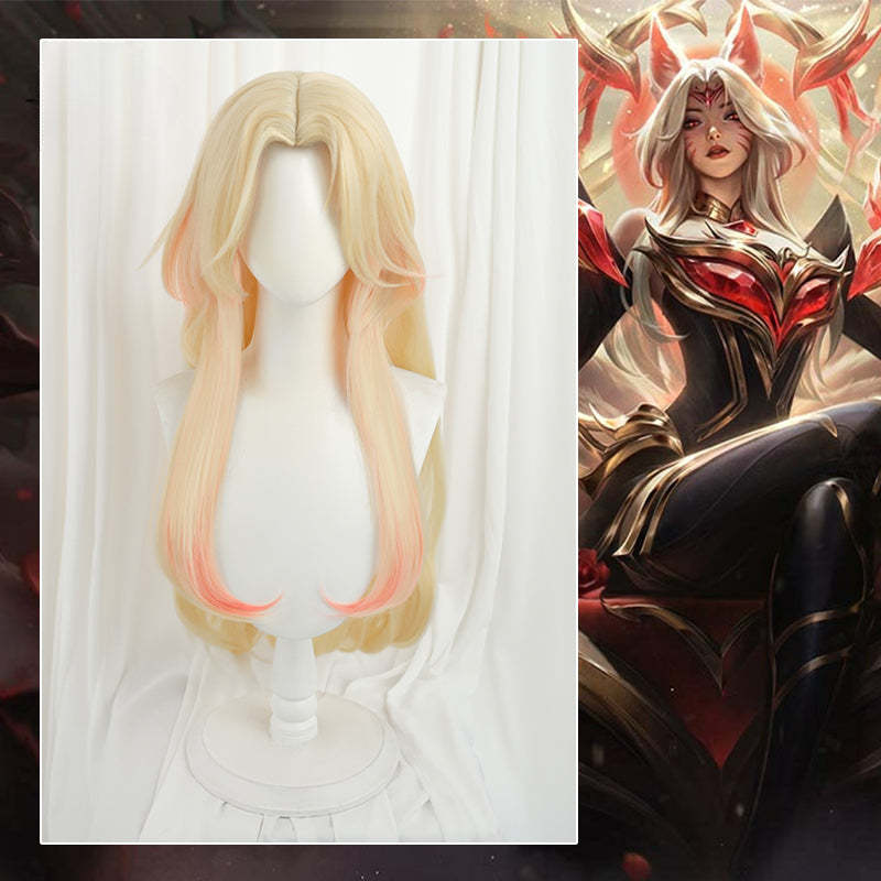 LOL Immortalized Legend Ahri Cosplay Wig - 75cm Yellow Mixed Red Heat Resistant Synthetic-Astricos