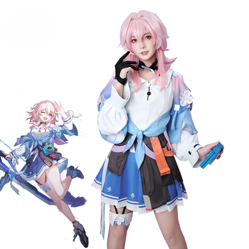 March 7th Honkai Star Rail Cosplay Costume - Cute Blue Women Dress for Halloween & Carnival-Astricos