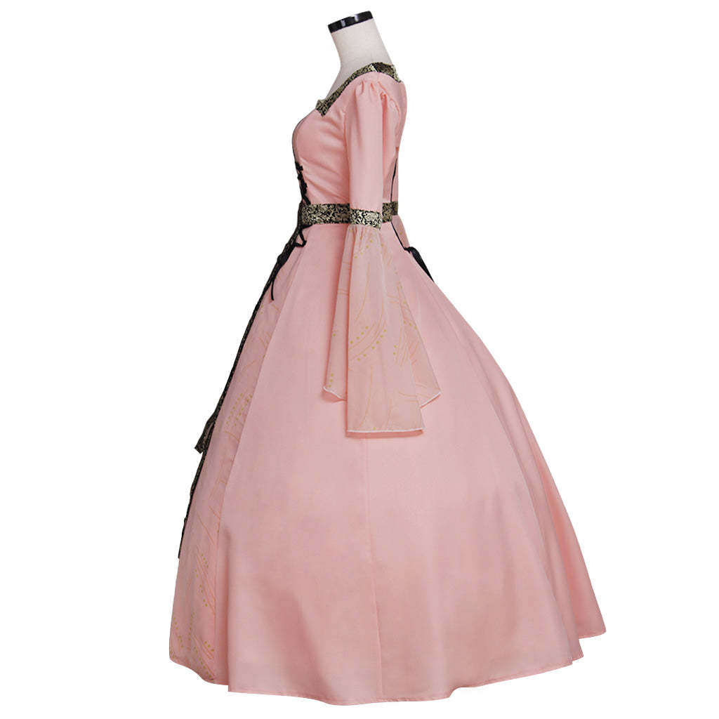 Pink Medieval Renaissance Tudor Wedding Ball Gown Dress - Royal Cosplay Costume-Astricos