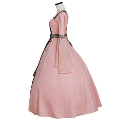 Pink Medieval Renaissance Tudor Wedding Ball Gown Dress - Royal Cosplay Costume-Astricos