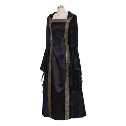 Custom Made Medieval Renaissance Black Velvet Dress Ball Gown for Cosplay-Astricos