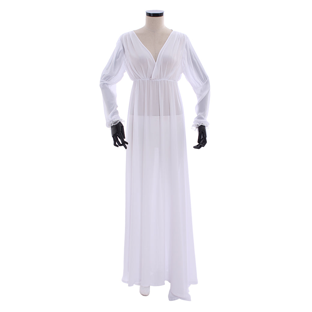Elegant Women's Evening Gown - V-Neck Long Sleeved A-Line Floor Length Dress for Cosplay-Astricos