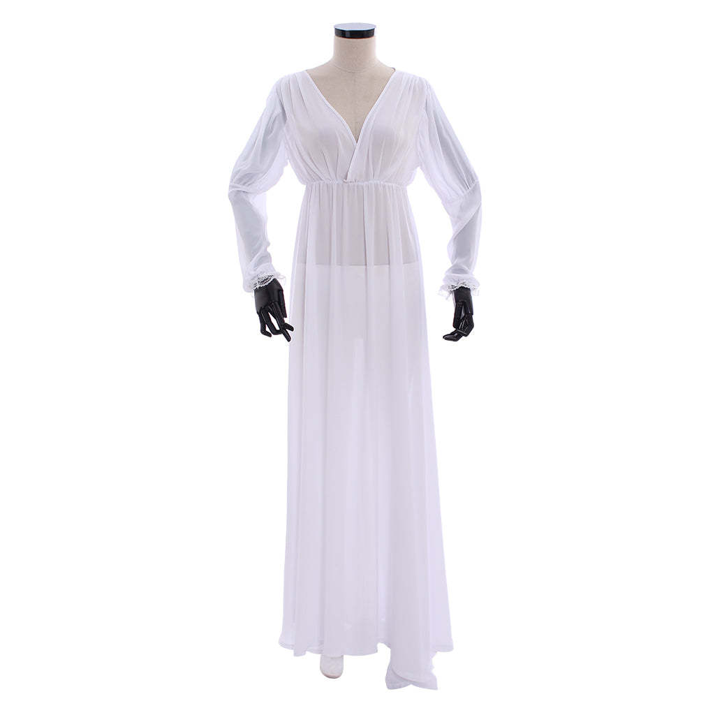 Elegant Women's Evening Gown - V-Neck Long Sleeved A-Line Floor Length Dress for Cosplay-Astricos